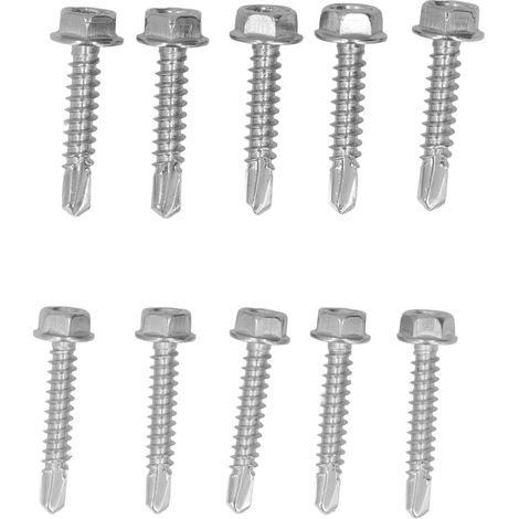 Assortiment de 100 vis à tête hexagonale avec rondelle, en acier inoxydable 304, autotaraudeuses, dimensions : 4,2 x 25 mm et 4,8 x 25 mm (1/5)