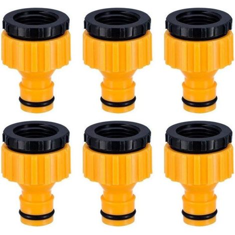 Plastique 3/4 '' and 1/2 '' BSP 2in1 Nez de Robinet d'arrosage à Visser débit Tap Connector Threaded Faucet Adapter 6 Pack (1/5)