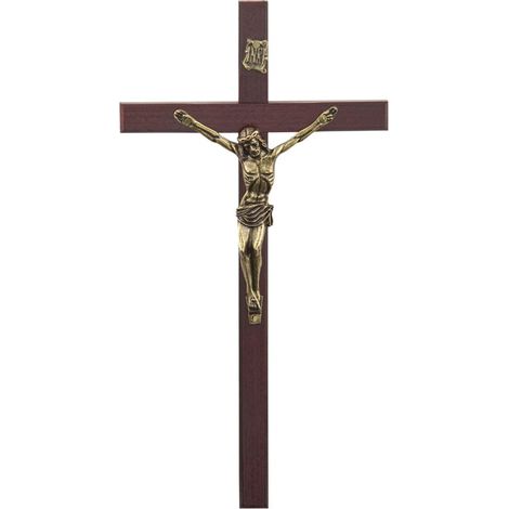Croce da parete in legno, oro scuro, 24,5 cm
