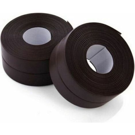 Rouleau d'étanchéité,2 Rouleaux Bande Etancheite Autocollante Imperméable, PVC Ruban Adhesif de Scellage Mural,Douche,Toilette,Cuisine,Salle de Bains (Marron)