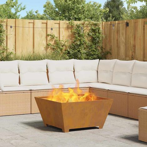 Fire Pit Rusty 80 x 80 x 40 cm Weathering Steel vidaXL