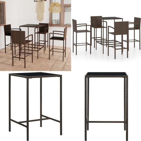 Ensemble de bar de jardin 5 pcs Résine tressée Marron - Ensemble Salon De Jardin - Mobilier De Jardin - Set De Bar Extérieur - Table De Bar - Chaises De Bar - Home & Living