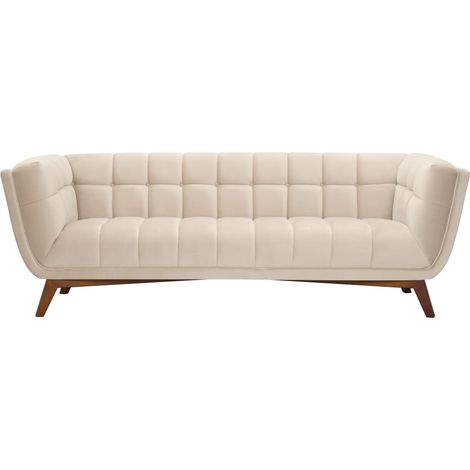 Canapé 3 places en velours beige - MONA