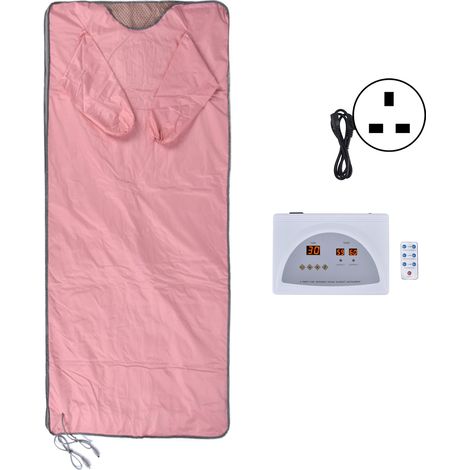 Couverture de Sauna 650W Double Face Chauffante, Imperméable PU Rose à Pois Intérieur, Manches Accessibles, Infrarouge Lointain, Prise UK 220V (1/5)