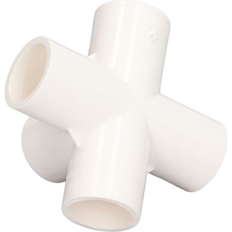 Drei- oder Fünfwege-PVC-Winkelstück, 20 mm Durchmesser, für Wasserzu- und Abwasserleitungen, verwendet für Möbel, Gewächshäuser und Zelte. Weiß. (1/5)