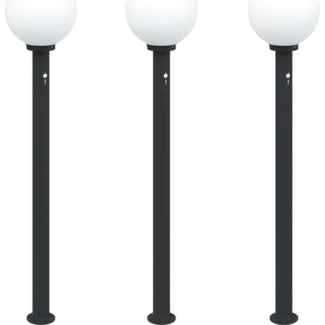 Balizas luminosas con sensor, 3 unidades, 120 cm, color negro, IP44 vidaXL