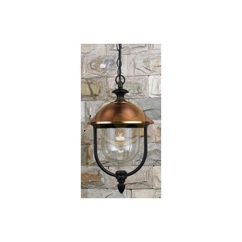 LANTERNA APPLIQUE LAMPADA COPPER CON BRACCIO IN ALLUMINIO NERO E RAME PER LAMPADE DA 60W (1/2)