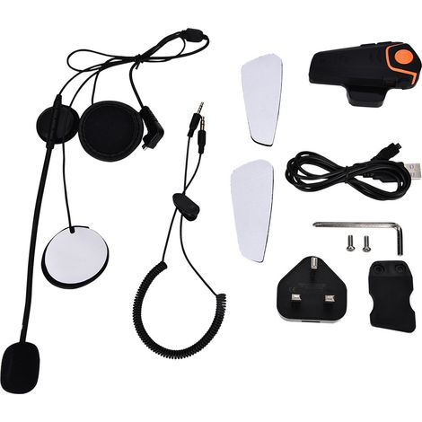 Kit Intercom Bluetooth 1000M pour Casque Moto avec Micro BT-S2 - Alimentation 100-240V (Prise UK) (1/5)