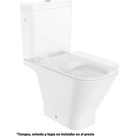Roca – Cuvette pour WC suspendu sans rebord – Double sortie – Système RIMLESS® pour nettoyage facile – Forme carrée – Installation en pose libre (1/3)