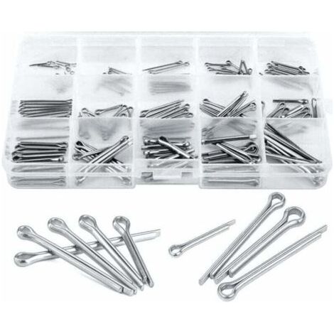Goupille fendue, 150 pièces, acier inoxydable 304, assortiment de goupilles de verrouillage pour petites réparations mécaniques, 15 tailles différentes (1/4)