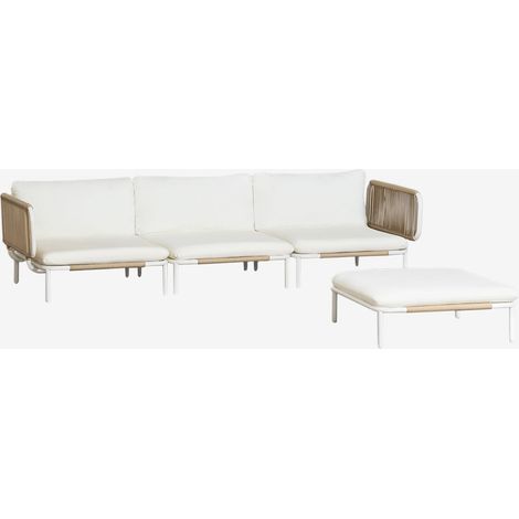 Conjunto de jardín con sofá modular de 3 piezas con 2 módulos esquineros y puff en acero Roubly SKLUM        (1/5)