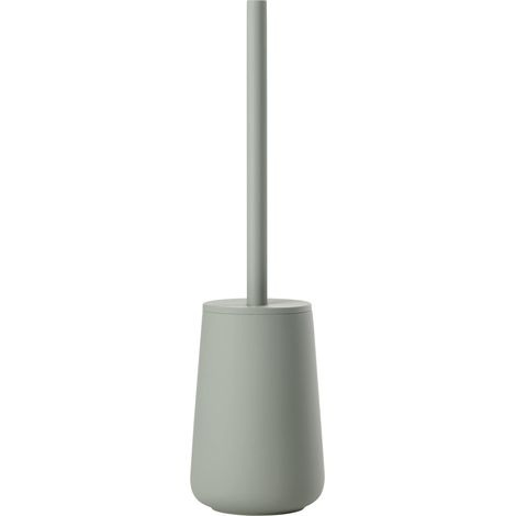 Brosse WC en Céramique avec Porte-Brosse Assorti - Revêtement Soft Touch - Poignée en Acier Inoxydable - Longueur 10,3 Cm - Hauteur 37 Cm - Vert Matcha (1/5)