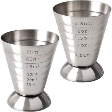 Cocktail Jiggers en acier inoxydable, 2,5 oz, 75 ml, 5 cuillères à soupe, paquet de 2 (1/5)