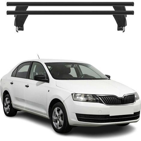 OMAC Dachträger Querträger Alu für Skoda Rapid 2012-2019 – Abschließbar – T-Nut – City-Crash-getestet – Max. 50 kg Schwarz (1/5)