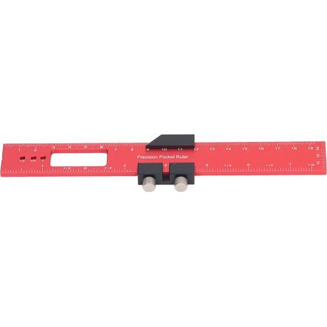 Règle de traçage en alliage d'aluminium, poche de précision antidérapante avec arrêt, outils pour le travail du bois, rouge (1/5)