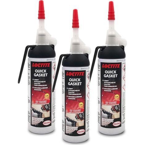 Loctite – Lot de 3 cartouches de pâte à joint silicone noir – Étanchéité pour métal et plastique – Résistant aux huiles – 100 ml par cartouche