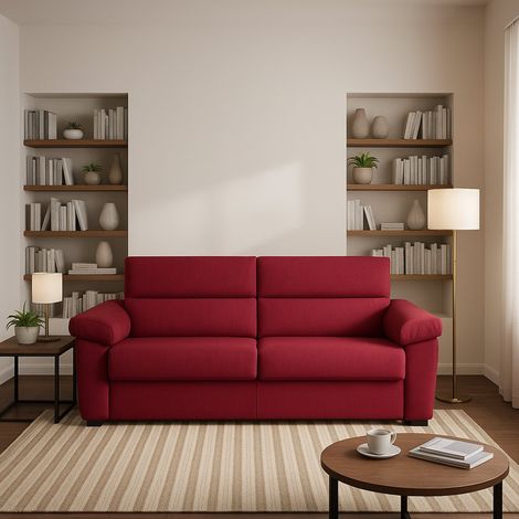 Schlafsofa 2-Sitzer Fisciano, Abziehbar, Stauraum Made in Italy, Waschbar, 205x95 cm Rot (1/5)
