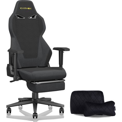 KARNOX Ergonomic Gaming Chair Fabric with Footrest for Adults,Office Chair High Back,Game Chair Big and Tall with Headrest and Lumbar Support, Racing Style Gaming Chair Cloth,Black and Gray (1/5)
