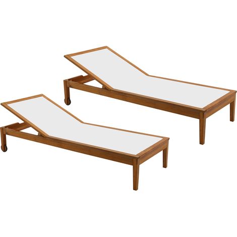 Lettini prendisole bianco e legno massello (set di 2) NAVEEN