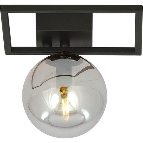 Lampada a Soffitto Imago, Acciaio verniciato a polvere, Vetro, Nero, Grigio, 20x21x18 cm