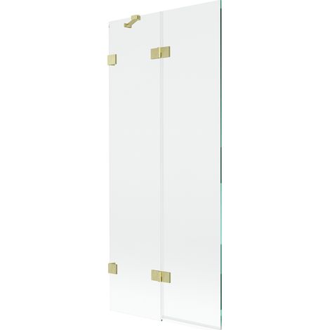 Mexen Lunar Duschwand 2-teilig links 80 x 150 cm, transparent, gebürstetes Gold - 897-080-100-55-00-L