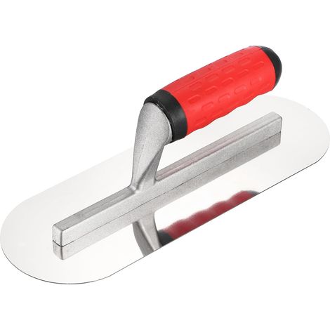 Double Round Drywall Trowel 11" x 4", 402 Acier Inoxydable Truelle De Finition Béton Outil À Main Pour Peinture Artistique Et Plâtrage Avec Poignée TPE, Pour Béton Ciment, Argenté (1/5)