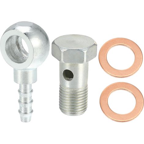 Adaptateur Raccord Banjo M10x1 Argenté 1 Pièce pour Freinage Métal, 38x18mm, Intérieur 10mm, Extérieur Embout 5.6mm, Rondelle 16mm, Pour Voiture, Freinage, Air (1/5)