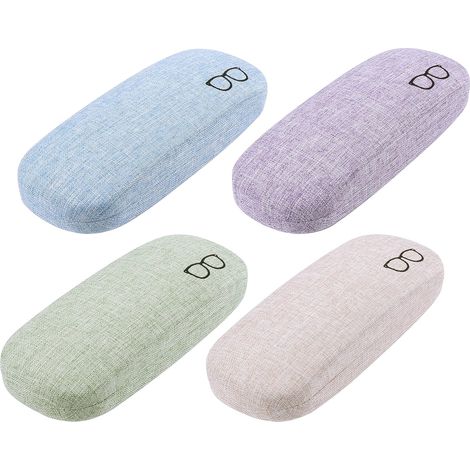 Set di 4 custodie rigide in lino per occhiali - Custodia protettiva antiurto, compatta e portatile per occhiali da sole/da vista - Per viaggi, sport e uso quotidiano (uomo/donna)