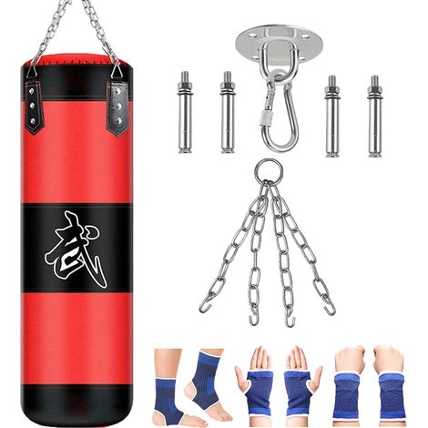 Sac de Frappe Boxe Suspension Kit - Adulte Lourd MMA Punching Muay Thai Arts Martiaux Kickboxing (Non Rempli) Boxe Chaine Punching Bag Sac de Frappe Durable (1/5)