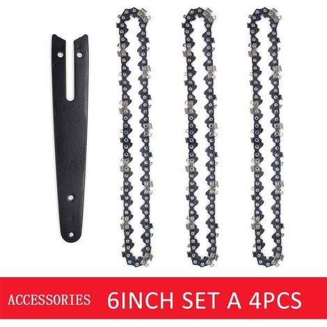 3 Pièces Chaîne 6 Pouces et Guide Lame pour Mini Scie Électrique Durable Accessoires de Coupe (1/4)