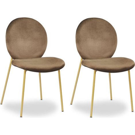 Lot de 2 chaises médaillon Irene Velours Camel (1/5)