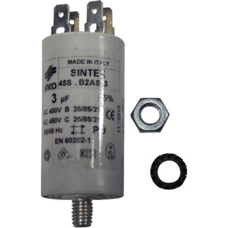 Condensateur 3µF d'origine (481912118102) Lave-vaisselle AEG, ARTHUR MARTIN, ARTHUR MARTIN ELECTROLUX, ASPES, BAUCKNECHT, BAUKNECHT, BEKO, BOSCH, BRANDT, EDESA, ELECTROLUX, FAGOR, FAR, FAURE, GAGGENAU