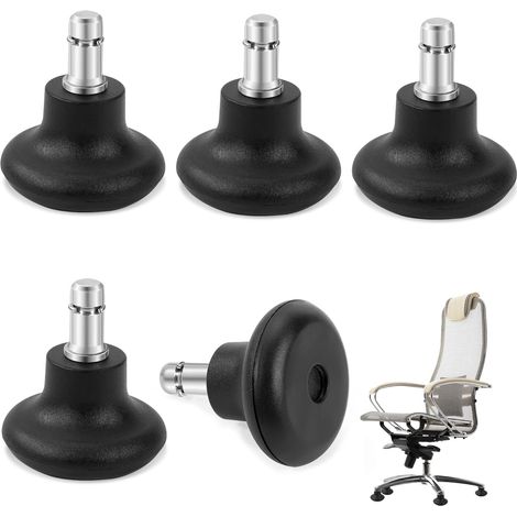 Replacement Swivel Chair Wheels with Fixed Casters 11/22 mm, Chair Casters Floor Glides, Silent for Home Office (Black, 5 Pieces) (1/5)