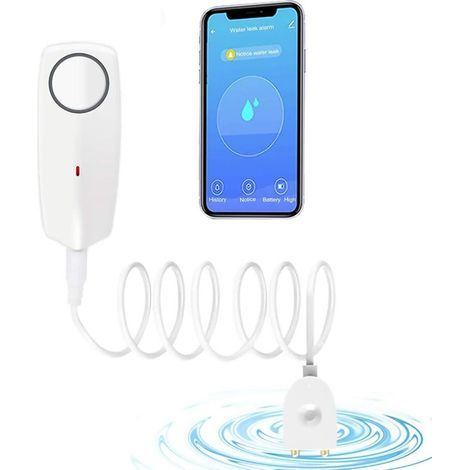 Détecteur de fuites d'eau sans fil - Alarme inondation avec son de 60 dB et notification push sur l'application Tuya Smart/Smart Life (1/5)