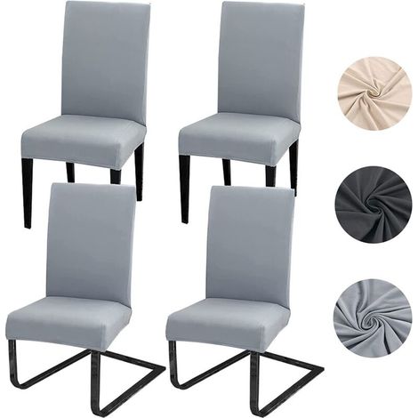 Copri-sedie grigi elasticizzati – Set di 4 copri-sedie rimovibili e lavabili per sedie da sala da pranzo (1/3)