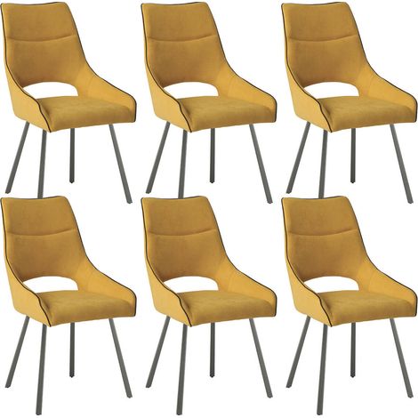 AMADO - Lot de 6 Chaises Tissu Coloris Jaune (1/3)
