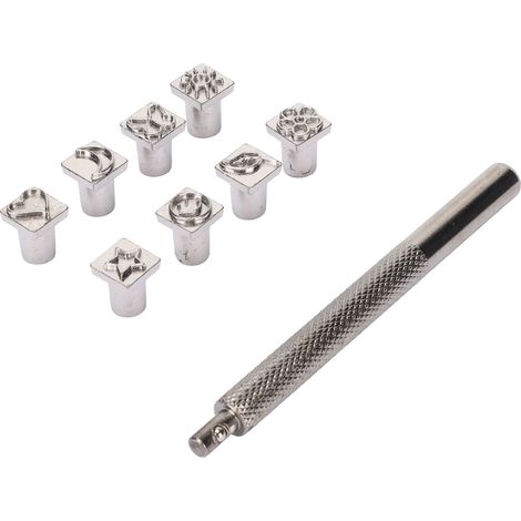Kit de perforation pour cuir avec 8 motifs, impression nette, poignée ergonomique, tige unique, outil de marquage et de perforation en acier allié à faire soi-même (1/5)