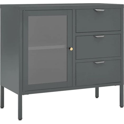Maison Exclusive - Credenza Antracite 75x35x70 cm in Acciaio e Vetro Temperato