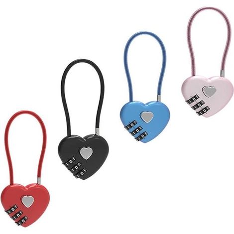 Set di 4 lucchetti per valigie, lucchetti a combinazione colorati per bagagli, lucchetti di sicurezza per valigie e borse (1/5)