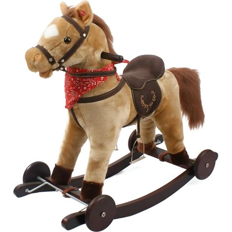 Cavallo a Dondolo per Bambini Giocattolo Cavalcabile con Ruote 2+