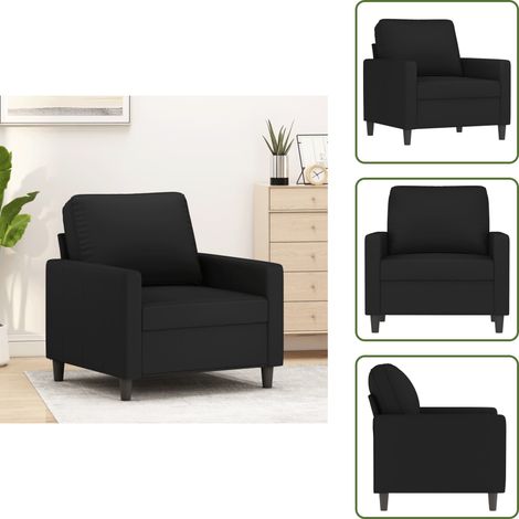 The Living Store Fauteuil Noir 60 cm Velours - Fauteuil Noir - Fauteuils Confortables - Canapé Design - Chaise Lounge - Meuble Salon