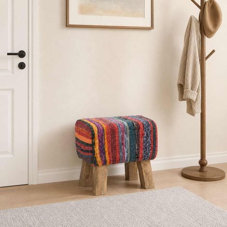 vidaXL Bench 40 x 30 x 45 cm Real Leather Multicolour (1/5)