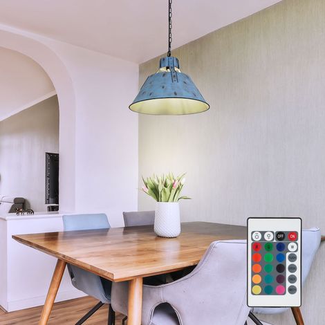 Lampe suspendue rétro au plafond dimmable TÉLÉCOMMANDE Lampe pendule dimmable dans un ensemble comprenant des ampoules LED RVB (1/5)