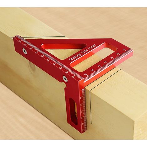 Règle de mesure multi-angles 3D, équerre de précision 45/90° pour le travail du bois, rapporteur, règle de traçage, équerre à onglet, outil de mesure de traçage (R) pour ingénieurs et charpentiers (1/5)