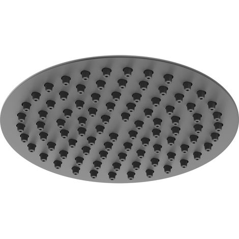Colore Round Matt Black 200mm Thin Fixed Shower Head (1/5)