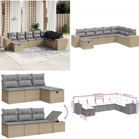 8-tlg. Garten-Sofagarnitur mit Kissen Beige Poly Rattan - Gartengestell - Gartenmöbelset - Outdoor-Lounge - Lounge Set - Rattan Sessel - Home & Living (1/5)