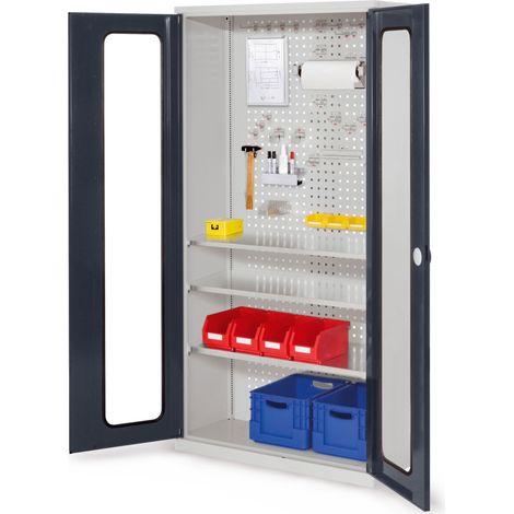 Kappes ®RasterPlan Werkzeugschrank 1950x1000m Modell 6 Tiefe 410mm Sichtfenstertüren anthrazitgrau