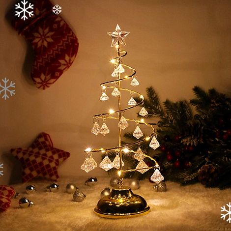MINKUROW Lámpara De Árbol De Navidad Árbol De Navidad De Cristal Luz De Cobre Funciona Con Pilas Árbol De Navidad Lámpara De Mesa Decoración De Escritorio Para Fiesta En Casa Boda (1/5)