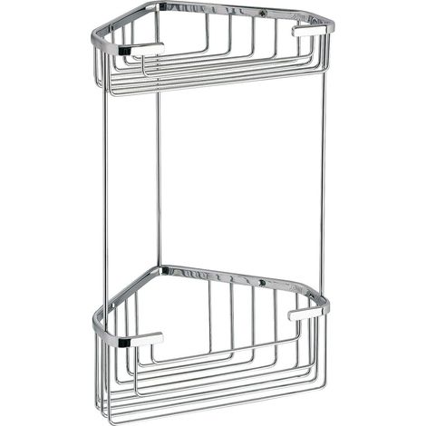 Angoliera doccia in filo 2 ripiani acciaio inox 20x15x27 cm