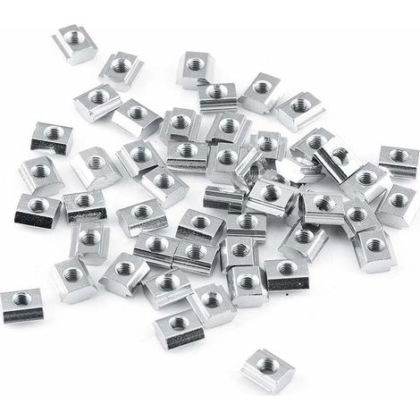 50pcs T-fente Écrou de tête de marteau Écrous en T en acier au carbone revêtu de nickel Pour le travail du bois (20Typ-M4)-Lefou (1/5)